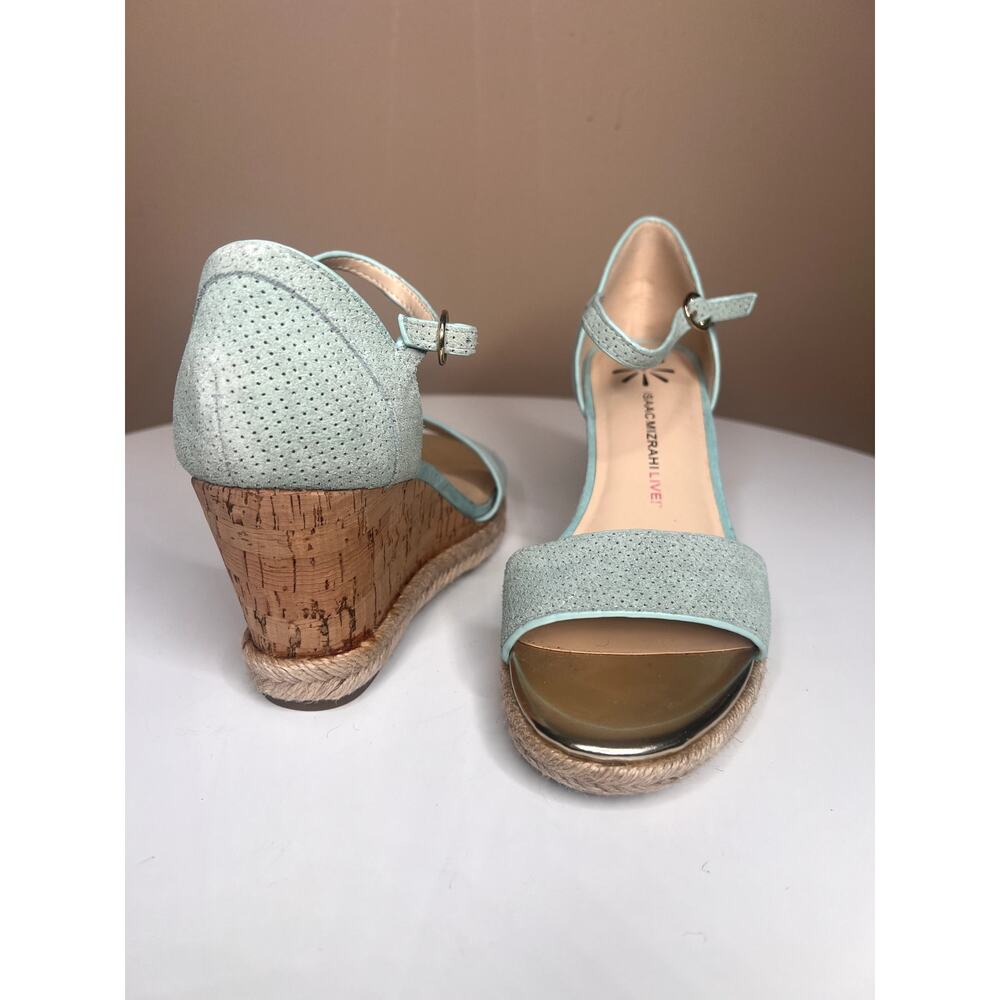 Isaac Mizrahi Live Piper Wedge Sandals Mint Green Suede A277026 8.5 NWOB - Picture 7 of 10